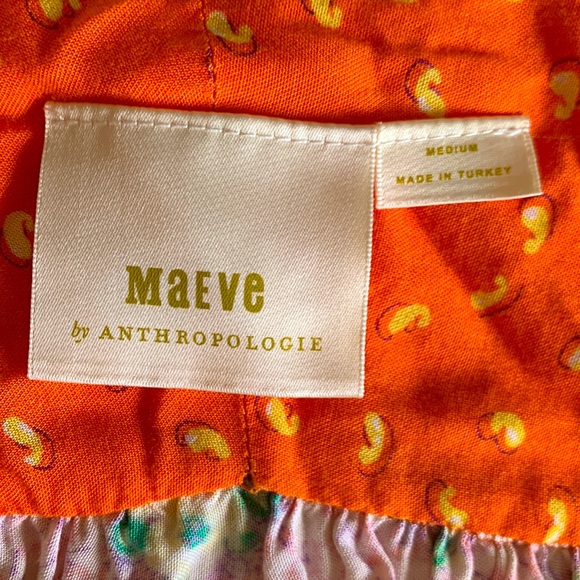 Maeve Anthropologie Ceresco Orange Floral V-Neck Long Sleeve Peasant Top… - Picture 4 of 9